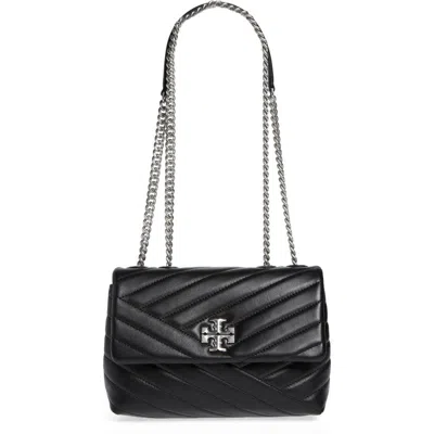 Tory Burch Small Kira Chevron Leather Shoulder Bag In Black/rolled Nickel