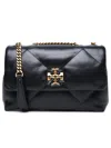 Tory Burch Small Kira Diamond Quilt Black Leather Bag In Black