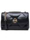 Tory Burch Small Kira Diamond Quilt Black Leather Bag In Black
