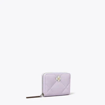 Tory Burch Small Kira Diamond Quilt Clover Wallet In Purple