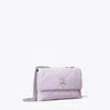 Tory Burch Small Kira Diamond Quilt Convertible Shoulder Bag In Purple Heather