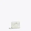 Tory Burch Small Kira Diamond Quilt Distressed Charm Zip-around Wallet In White