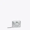 Tory Burch Small Kira Diamond Quilt Metallic Zip-around Wallet In Gray