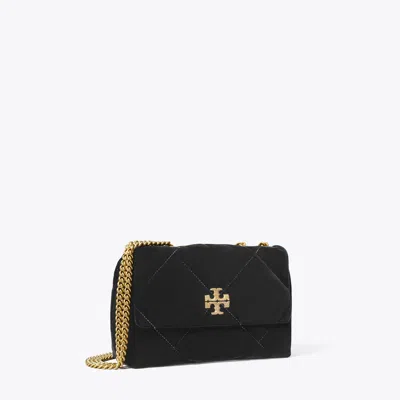 Tory Burch Small Kira Diamond Quilt Velvet Pavé Shoulder Bag In Black