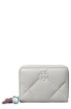 Tory Burch Small Kira Diamond Quilt Wallet In Gray