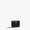 Tory Burch Small Kira Diamond Quilt Zip-around Wallet In Black