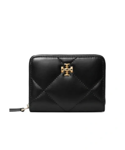 Tory Burch Kira Diamond Quilt Small Zip Around Wallet In Black