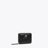 Tory Burch Small Kira Diamond Quilt Zip-around Wallet In Black