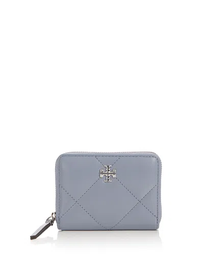 Tory Burch Small Kira Diamond Quilt Zip Around Wallet In Blue