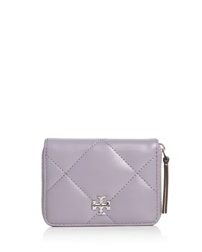 Tory Burch Small Kira Diamond Quilt Zip Around Wallet In Purple