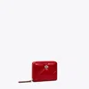 Tory Burch Small Kira Diamond Quilt Zip-around Wallet In Red