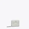 Tory Burch Small Kira Diamond Quilt Zip-around Wallet In Silver