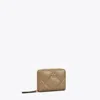 Tory Burch Small Kira Diamond Quilt Zip-around Wallet In Taupe Oak