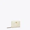 Tory Burch Small Kira Diamond Quilt Zip-around Wallet In White