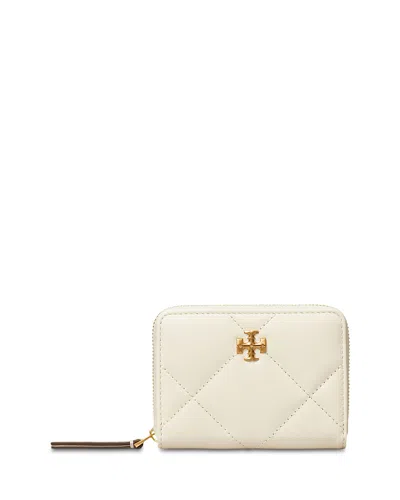 Tory Burch Small Kira Diamond Quilt Zip Around Wallet In White