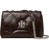 Tory Burch Small Kira Diamond Quilted Convertible Leather Shoulder Bag In Brown