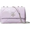 Tory Burch Small Kira Diamond Quilted Convertible Leather Shoulder Bag In Purple Heather