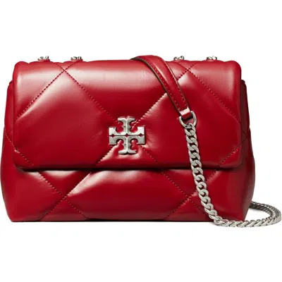 Tory Burch Small Kira Diamond Quilted Convertible Leather Shoulder Bag In Red