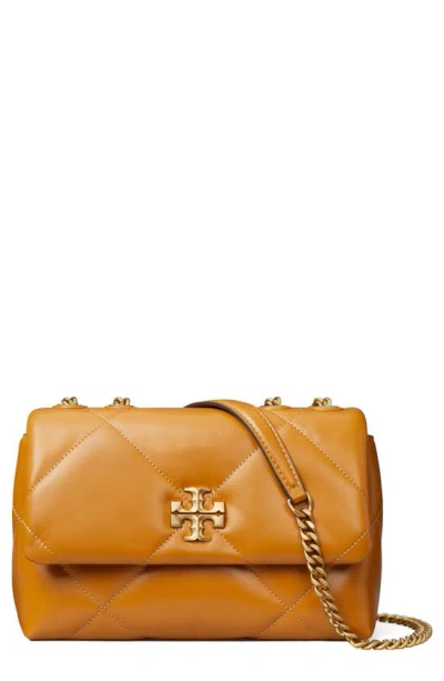 Tory Burch Small Kira Diamond Quilted Convertible Leather Shoulder Bag In Mandorla