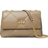 Tory Burch Kira Diamond Small Leather Shoulder Bag In Taupe Oak