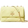 Tory Burch Small Kira Diamond Quilted Convertible Leather Shoulder Bag In Yellow