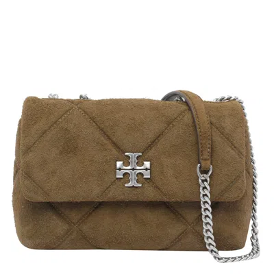 Tory Burch Small Kira Diamond Quilted Convertible Suede Shoulder Bag In Green