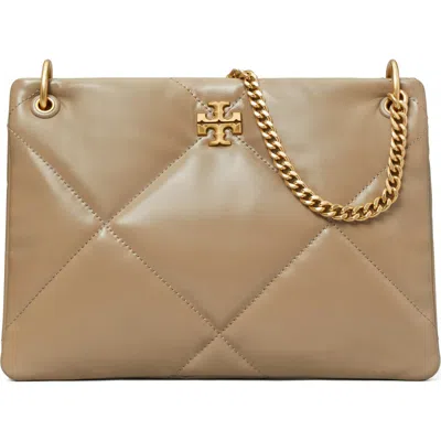 Tory Burch Small Kira Diamond Quilted Leather Shoulder Bag In Taupe Oak