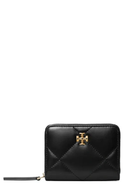 Tory Burch Small Kira Diamond Quilt Zip Around Wallet In Black