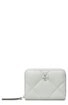 Tory Burch Small Kira Diamond Quilted Leather Zip Wallet In Silver