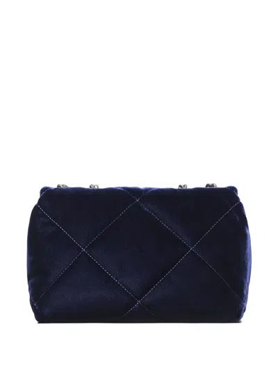 Tory Burch Small Kira Diamond-quilted Velvet Shoulder Bag In Blue