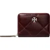 Tory Burch Small Kira Distressed Diamond Quilted Leather Zip Wallet In Red