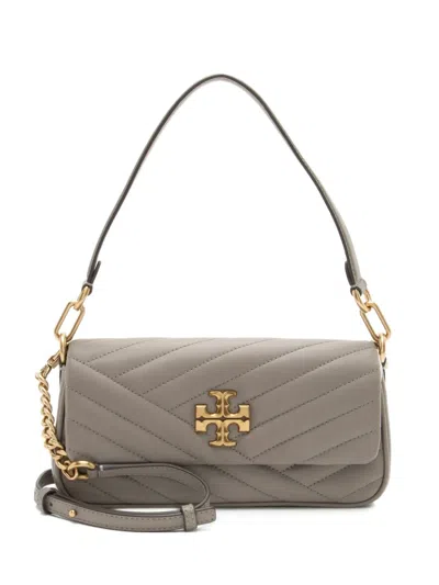 Pre-owned Tory Burch Small Kira Leather Shoulder Bag In Gray