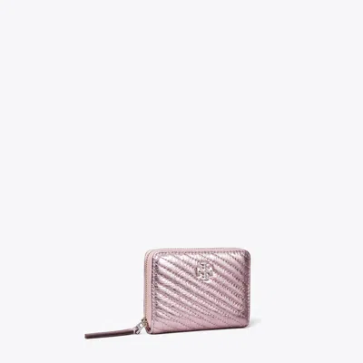 TORY BURCH SMALL KIRA MOTO QUILT METALLIC ZIP-AROUND WALLET