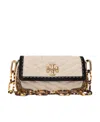 Tory Burch Small Kira Mixed-media Shoulder Bag In Nude