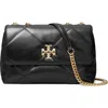 Tory Burch Kira Diamond Quilted Leather Small Convertible Shoulder Bag In Black