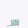 Tory Burch Small Kira Diamond Quilt Pavé Logo Zip-around Wallet In Geyser