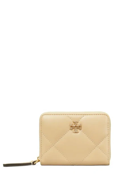 Tory Burch Kira Pave Logo Diamond Quilted Leather Wallet In Vanilla Soft Serve