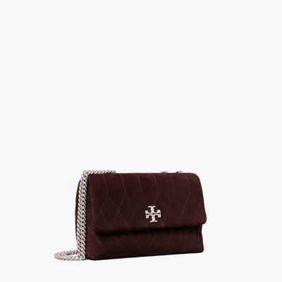 Tory Burch Small Kira Quilt Suede Shoulder Bag In Black