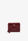 Tory Burch Small Kira Quilted Leather Zip-around Wallet In Red