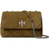 Tory Burch Kira Diamond Quilt Suede Small Convertible Bag Deep Olive In Green