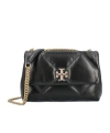 Tory Burch Small Kira Diamond Quilted Convertible Leather Shoulder Bag In Black