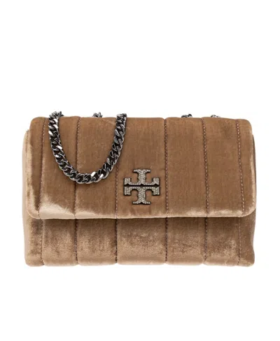 Tory Burch Small Kira Velvet Shoulder Bag In Black