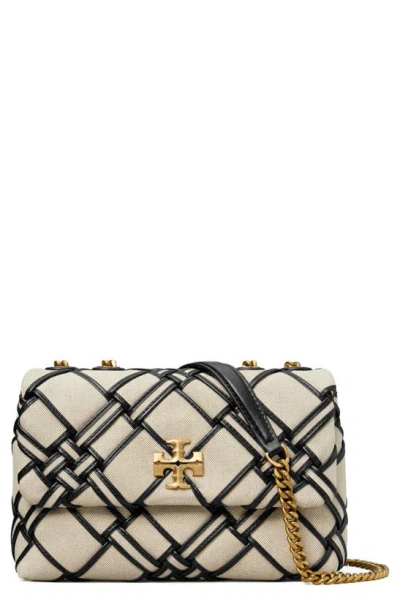 Tory Burch Small Kira Woven Canvas Convertible Shoulder Bag In Black Pattern