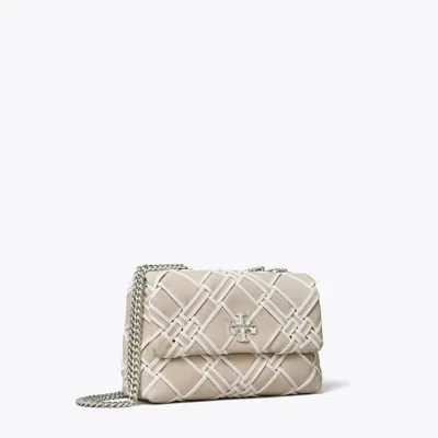 Tory Burch Small Kira Woven Canvas Convertible Shoulder Bag In Natural/blanc