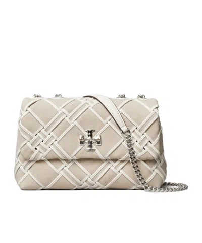 Tory Burch Small Kira Woven Canvas Convertible Shoulder Bag In Nude