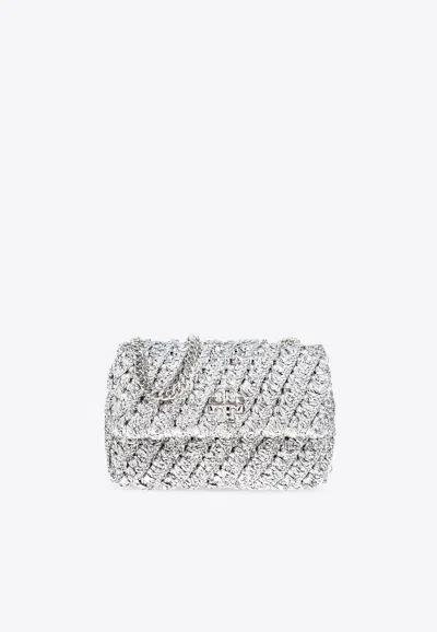 Tory Burch Small Kira Woven Shoulder Bag In Silver
