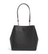 Tory Burch Black Bucket Bag With Tonal Logo In Leather Woman In Black