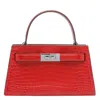 Tory Burch Small Lee Radziwill Croc Handbag In Red