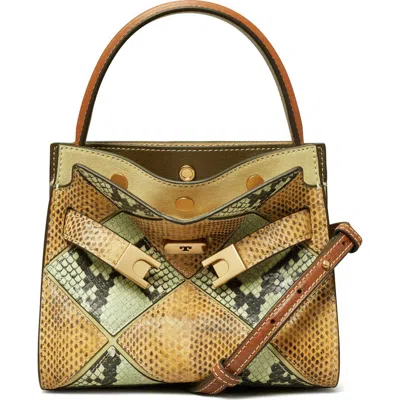 Tory Burch Small Lee Radziwill Diamond Exotic Leather Double Bag In Multi