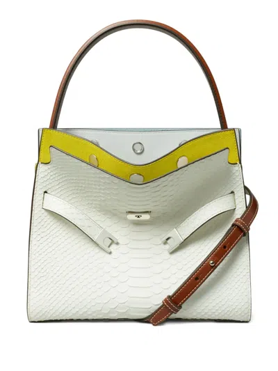 Tory Burch Small Lee Radziwill Double Tote Bag In White
